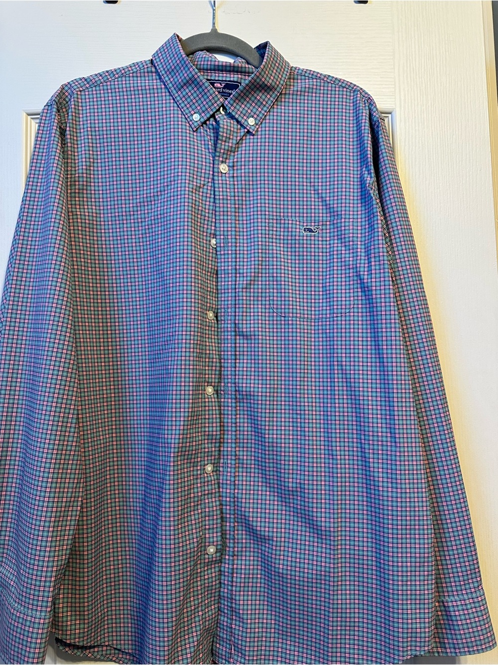 Vineyard Vines Men's Button-Down Plaid Shirt - Blue & Pink